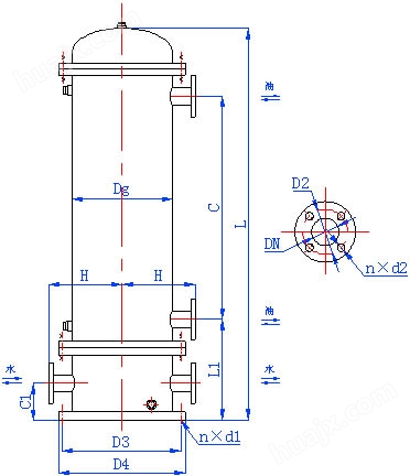 GLL系列立式列管式冷却器结构图